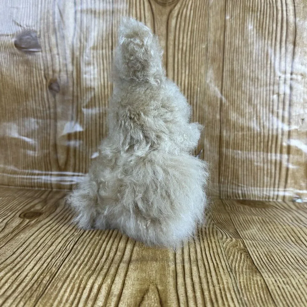 Vintage Style Alpaca‎ Fur Bunny Plush Small Handmade Stuffed Animal Soft Toy 5”
